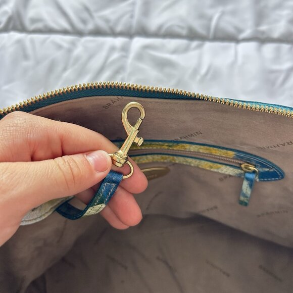 Brahmin Aspen Shoulder Bag Fuji Blue Yellow Flower Bag - Picture 11 of 16